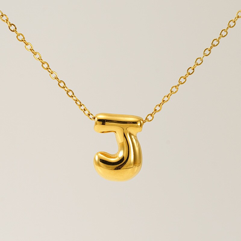 Gold color / 1 Piece Simple Series Daily Letter J Titanium Steel 18K Gold Plated Unisex Pendant Necklaces Picture10